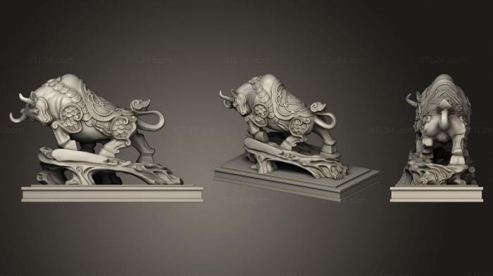 Статуэтки животных (Животные- буйволы, STKJ_1956) 3D модель для ЧПУ станка