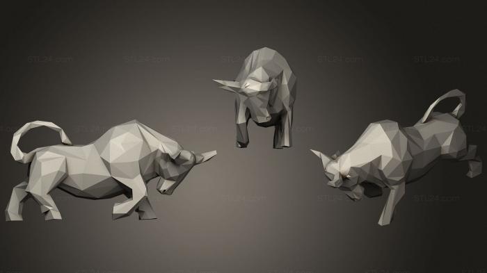 Animal figurines (Bull low poly, STKJ_1964) 3D models for cnc