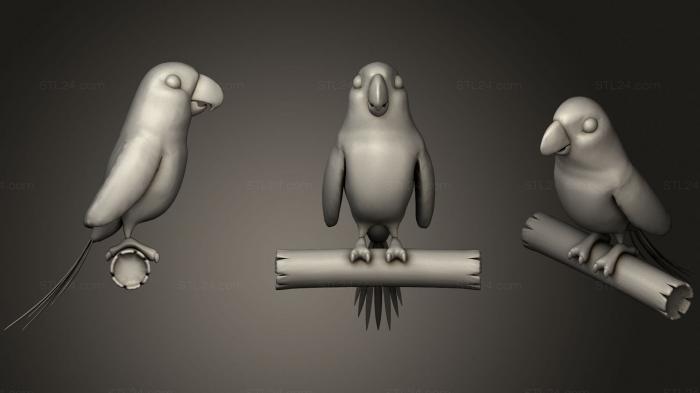 Статуэтки животных (Мультяшный Попугай Ара Желто-Синий 2, STKJ_1981) 3D модель для ЧПУ станка