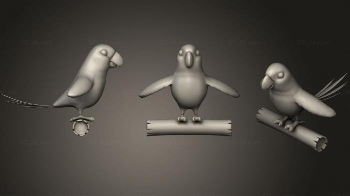 Статуэтки животных (Мультяшный Попугай Ара Желто-Синий, STKJ_1982) 3D модель для ЧПУ станка