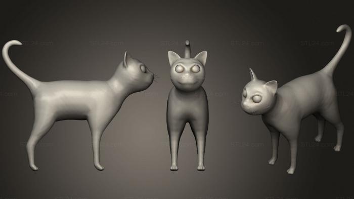 Animal figurines (Cartoon Cat Brown Grey Striped, STKJ_1983) 3D models for cnc