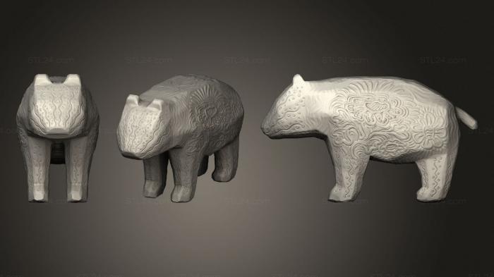 Статуэтки животных (Резной медведь, STKJ_1987) 3D модель для ЧПУ станка