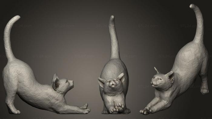 Animal figurines (Cat Stretch, STKJ_1992) 3D models for cnc