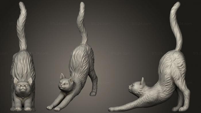 Animal figurines (Cat stretching, STKJ_1993) 3D models for cnc