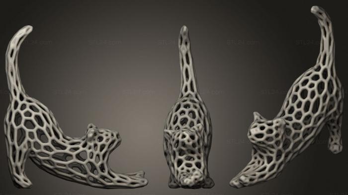 Статуэтки животных (Кошачья растяжка- вороной, STKJ_1997) 3D модель для ЧПУ станка