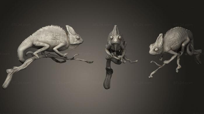 Статуэтки животных (Лепка Хамелеона, STKJ_2004) 3D модель для ЧПУ станка