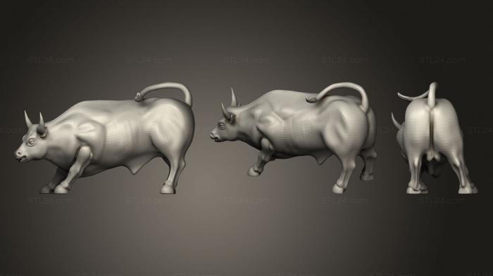 Статуэтки животных (Атакующий Бык, STKJ_2005) 3D модель для ЧПУ станка
