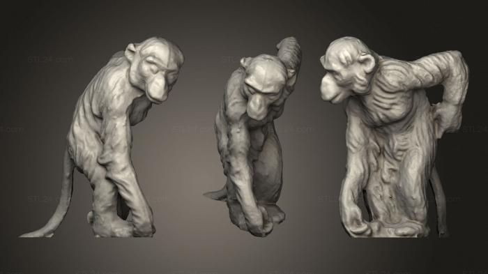 Статуэтки животных (Статуэтка Шимпанзе, STKJ_2015) 3D модель для ЧПУ станка