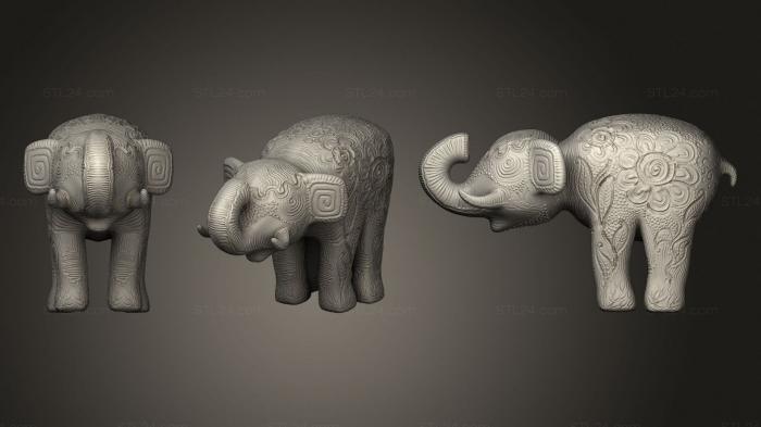 Статуэтки животных (Глиняный слоненок, STKJ_2025) 3D модель для ЧПУ станка
