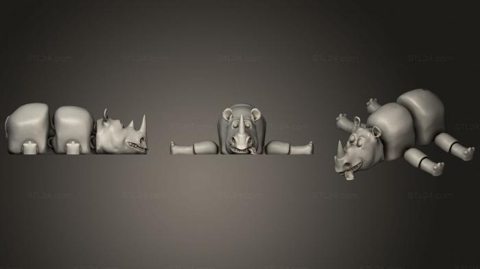 Статуэтки животных (Гибкий носорог, STKJ_2027) 3D модель для ЧПУ станка