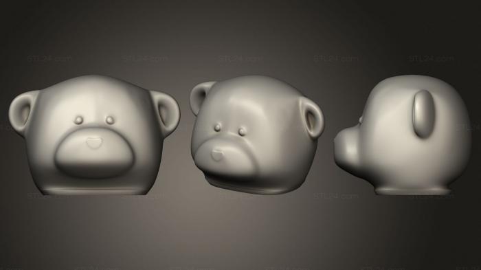 Animal figurines (Cooking Bear Head Hollow, STKJ_2041) 3D models for cnc