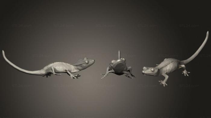 Статуэтки животных (Хохлатый геккон, STKJ_2047) 3D модель для ЧПУ станка