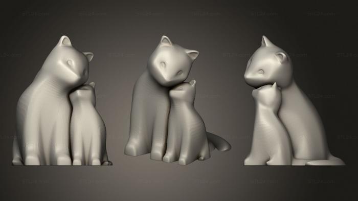 Статуэтки животных (Обнимающиеся Кошки, STKJ_2060) 3D модель для ЧПУ станка