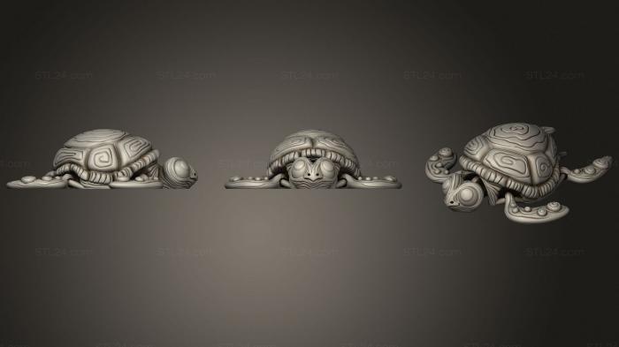 Animal figurines (Cute Flexi Turtle in place smooth, STKJ_2063) 3D models for cnc