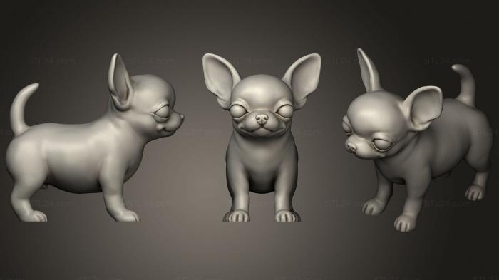 Статуэтки животных (Милый Щенок собаки чихуахуа, STKJ_2065) 3D модель для ЧПУ станка