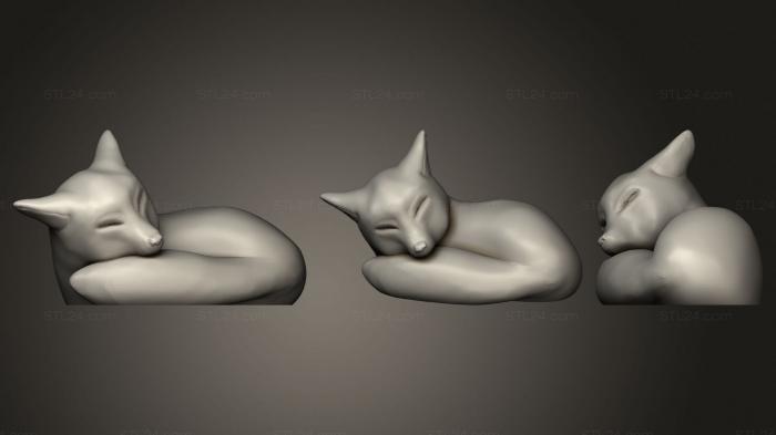 Animal figurines (Cute Sleeping Fox, STKJ_2066) 3D models for cnc