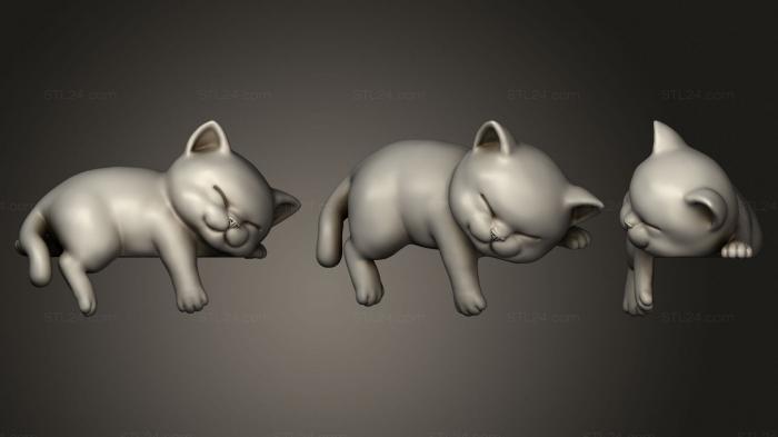 Статуэтки животных (Милый Сонный Котенок, STKJ_2067) 3D модель для ЧПУ станка