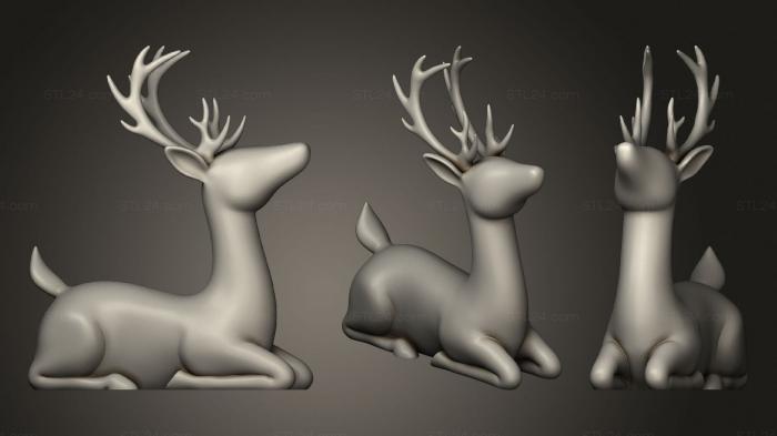 Статуэтки животных (Олень Ложится, STKJ_2080) 3D модель для ЧПУ станка