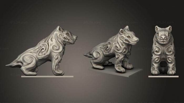 Animal figurines (Demon Dog With Simple Base, STKJ_2086) 3D models for cnc