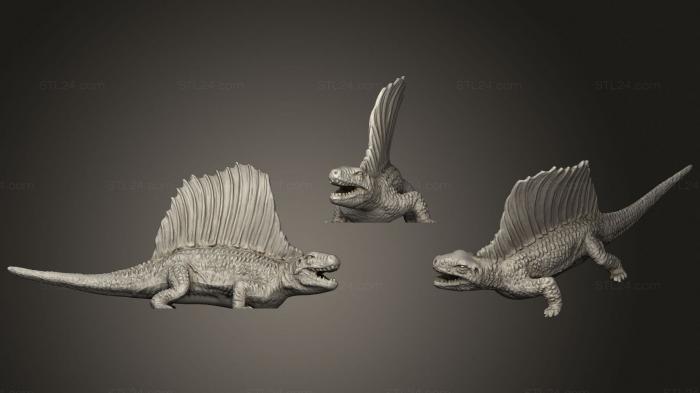Статуэтки животных (Динозавр Диметродон, STKJ_2093) 3D модель для ЧПУ станка
