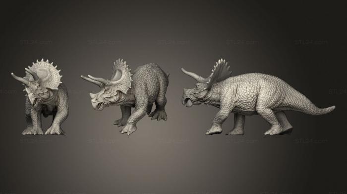 Статуэтки животных (Динозавр Трицератопс, STKJ_2097) 3D модель для ЧПУ станка