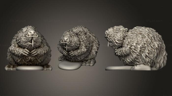 Статуэтки животных (Ужасные Бобры (Обычный генерал И Шаман), STKJ_2100) 3D модель для ЧПУ станка