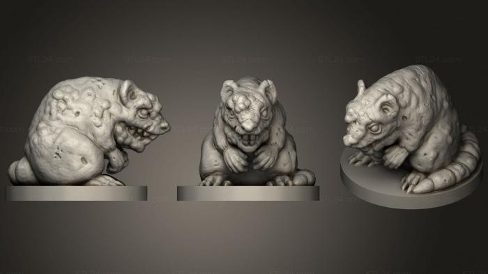 Статуэтки животных (Больная Гигантская Крыса, STKJ_2106) 3D модель для ЧПУ станка