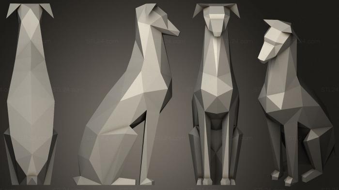 Статуэтки животных (Низкополигональный Доберман, STKJ_2111) 3D модель для ЧПУ станка