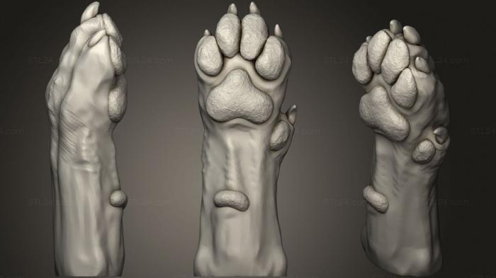 Статуэтки животных (Собачья лапа 75, STKJ_2117) 3D модель для ЧПУ станка