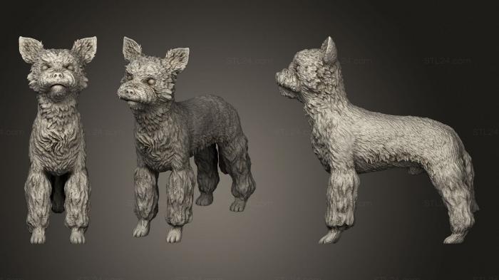 Статуэтки животных (Собака йоркширского брита II, STKJ_2119) 3D модель для ЧПУ станка