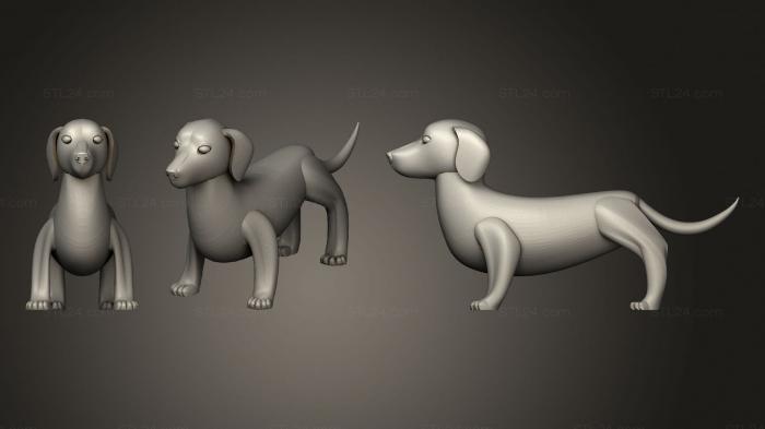 Статуэтки животных (Собака такса, STKJ_2121) 3D модель для ЧПУ станка