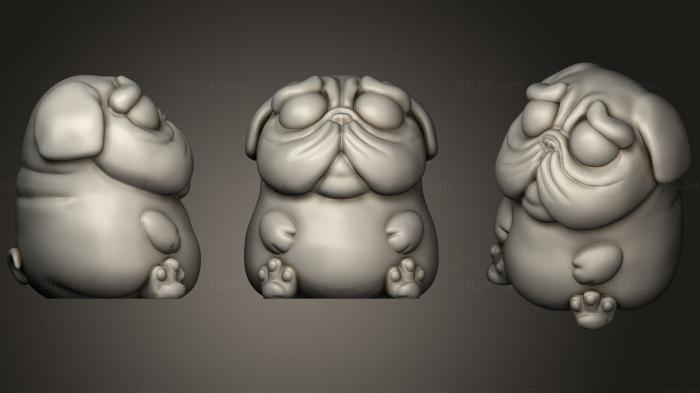 Animal figurines (Doggy pop pug, STKJ_2129) 3D models for cnc