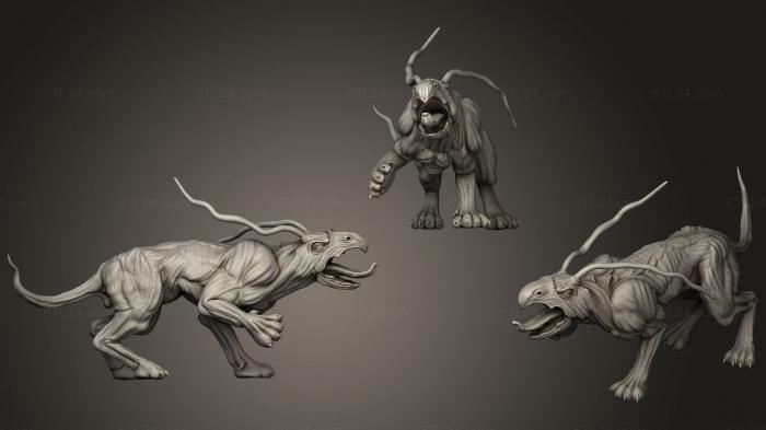 Статуэтки животных (Собака - дракон, STKJ_2134) 3D модель для ЧПУ станка