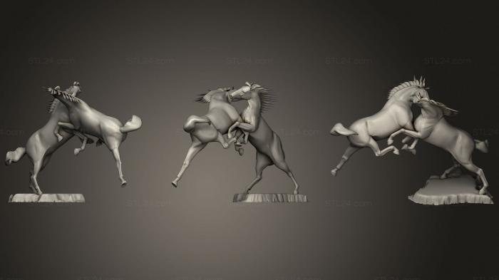 Animal figurines (Fighting horses, STKJ_2170) 3D models for cnc