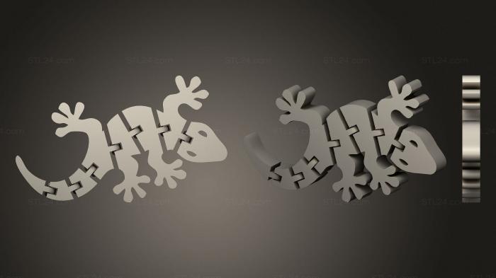 Animal figurines (Flexi Articulated Gecko Full, STKJ_2178) 3D models for cnc