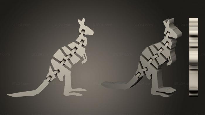 Animal figurines (Flexi Articulated Kangaroo Full, STKJ_2179) 3D models for cnc