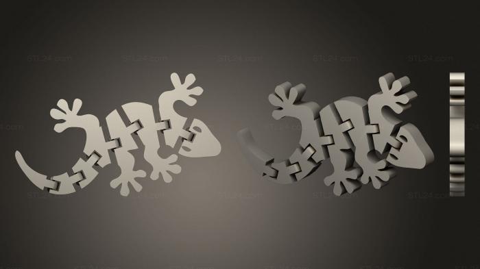 Статуэтки животных (Мини-Геккон с Гибким Сочленением, Полный, STKJ_2180) 3D модель для ЧПУ станка