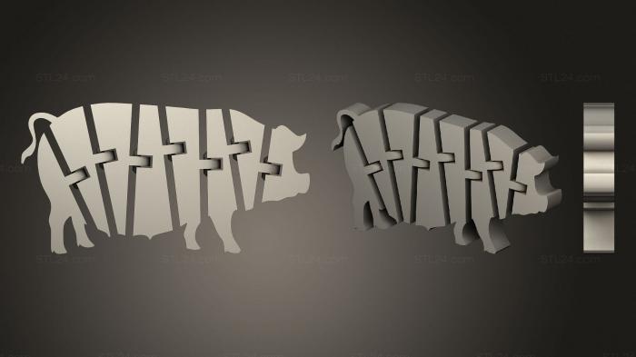 Animal figurines (Flexi Articulated Pig Full, STKJ_2181) 3D models for cnc