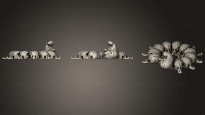 Animal figurines (Flexi in place cute caterpillar, STKJ_2190) 3D models for cnc