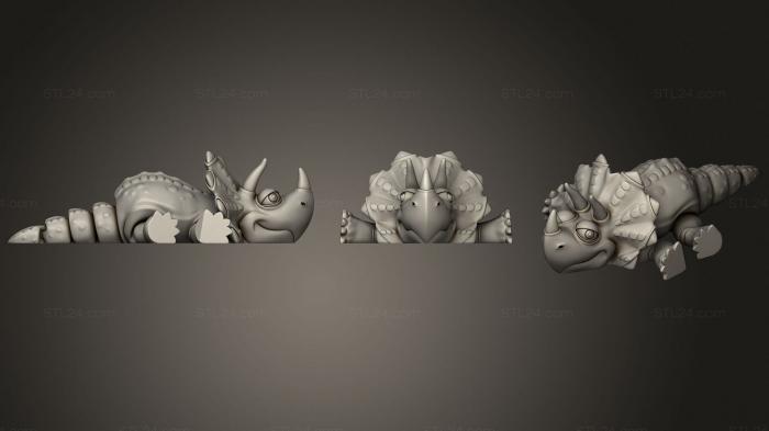 Animal figurines (Flexi Triceratops 2, STKJ_2195) 3D models for cnc