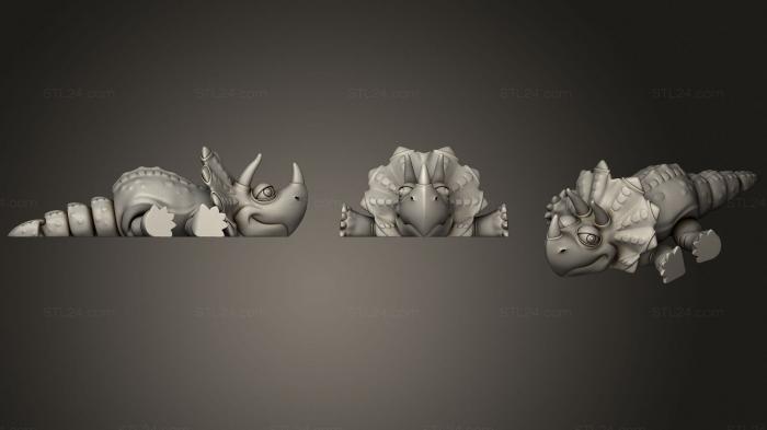 Animal figurines (Flexi Triceratops, STKJ_2196) 3D models for cnc