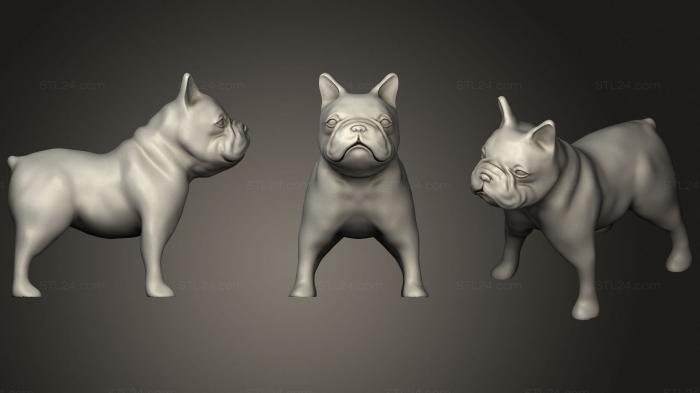 Статуэтки животных (Французский Бульдог, STKJ_2202) 3D модель для ЧПУ станка