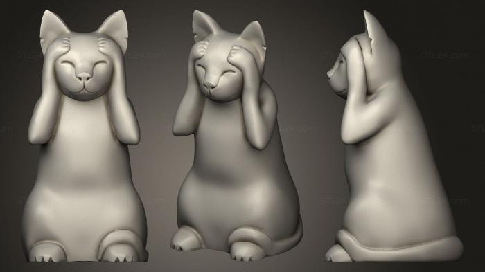 Статуэтки животных (Забавный кот, STKJ_2203) 3D модель для ЧПУ станка