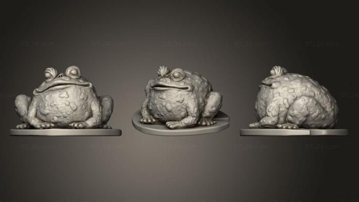 Animal figurines (Garden Toad On A Lily Pad, STKJ_2210) 3D models for cnc