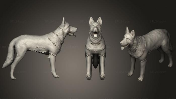 Статуэтки животных (Герман шеппард, STKJ_2218) 3D модель для ЧПУ станка