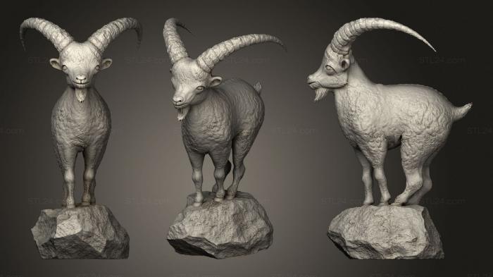 Animal figurines (Goat On Stone Hollowed, STKJ_2228) 3D models for cnc