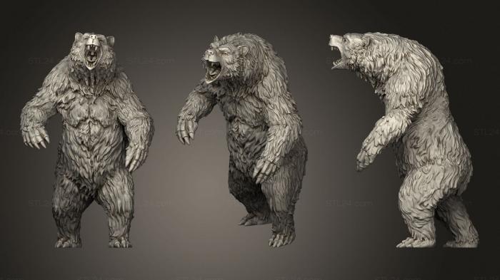 Статуэтки животных (Сердитый медведь Гризли (Большой) 2, STKJ_2238) 3D модель для ЧПУ станка