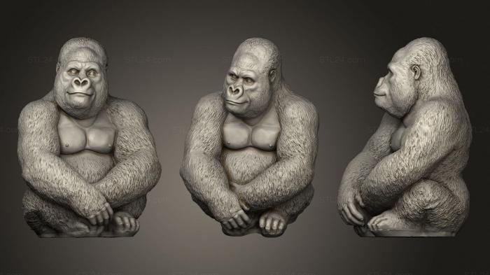 Статуэтки животных (Взрослая горилла, STKJ_2239) 3D модель для ЧПУ станка