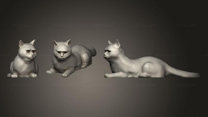 Статуэтки животных (Сварливый Кот, STKJ_2240) 3D модель для ЧПУ станка