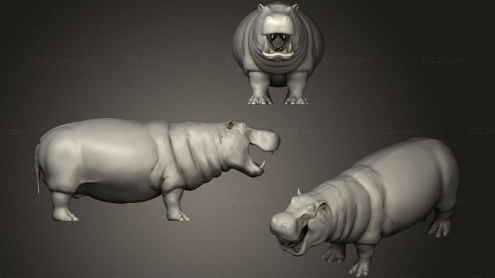Animal figurines (Hippopotamus 2, STKJ_2252) 3D models for cnc